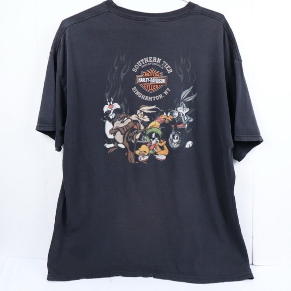 Harley-Davidson Other - VTG Harley Motorcycle Biker T-Shirt‎ Taz Looney Tunes Double Graphic Fade XL